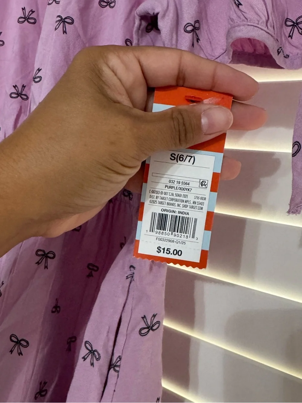 Target Lavender Tie-Sleeve Dress with Black Bow Print